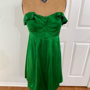 Betsey Johnson Silk Green Smocked Dress